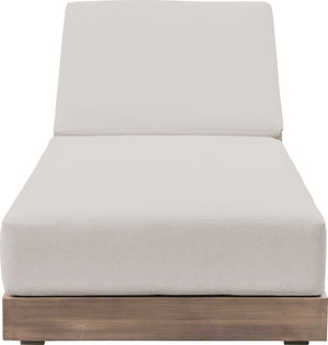 Meridian Furniture Solace Acacia Wood Outdoor Lounge Chair with Weather Resistant Olefin Cushions for Patio Rest Cream 33028Cream