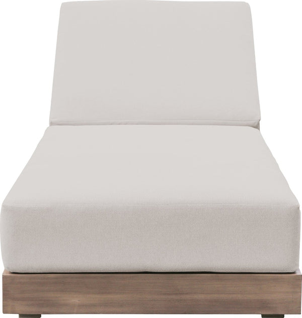 Meridian Furniture Solace Acacia Wood Outdoor Lounge Chair with Weather Resistant Olefin Cushions for Patio Rest Cream 33028Cream