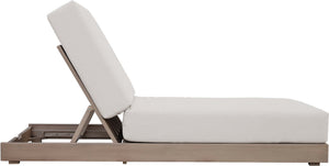 Meridian Furniture Solace Acacia Wood Outdoor Lounge Chair with Weather Resistant Olefin Cushions for Patio Rest Cream 33028Cream