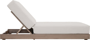 Meridian Furniture Solace Acacia Wood Outdoor Lounge Chair with Weather Resistant Olefin Cushions for Patio Rest Cream 33028Cream