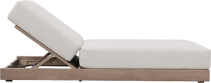 Meridian Furniture Solace Acacia Wood Outdoor Lounge Chair with Weather Resistant Olefin Cushions for Patio Rest Cream 33028Cream