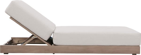 Meridian Furniture Solace Acacia Wood Outdoor Lounge Chair with Weather Resistant Olefin Cushions for Patio Rest Cream 33028Cream