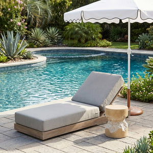 Meridian Furniture Solace Acacia Wood Outdoor Lounge Chair with Weather Resistant Olefin Cushions for Patio Rest Grey 33028Grey