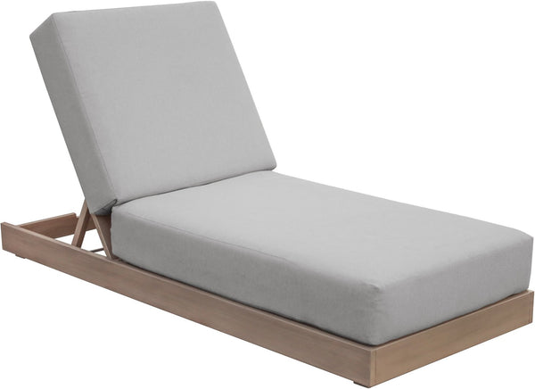 Meridian Furniture Solace Acacia Wood Outdoor Lounge Chair with Weather Resistant Olefin Cushions for Patio Rest Grey 33028Grey