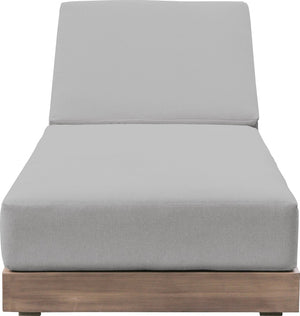 Meridian Furniture Solace Acacia Wood Outdoor Lounge Chair with Weather Resistant Olefin Cushions for Patio Rest Grey 33028Grey