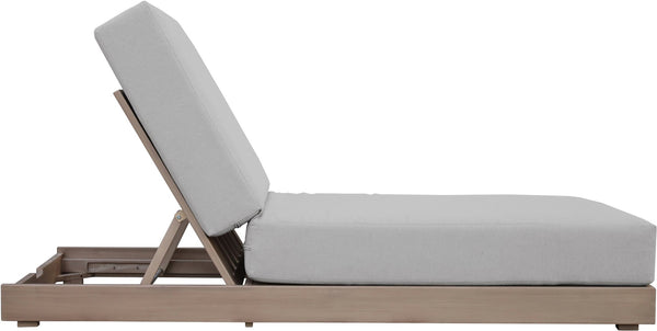Meridian Furniture Solace Acacia Wood Outdoor Lounge Chair with Weather Resistant Olefin Cushions for Patio Rest Grey 33028Grey