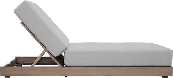 Meridian Furniture Solace Acacia Wood Outdoor Lounge Chair with Weather Resistant Olefin Cushions for Patio Rest Grey 33028Grey
