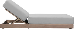 Meridian Furniture Solace Acacia Wood Outdoor Lounge Chair with Weather Resistant Olefin Cushions for Patio Rest Grey 33028Grey