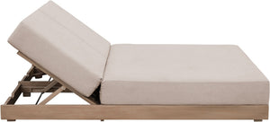 Meridian Furniture Solace Acacia Wood Double Outdoor Chaise Lounger with Cushions for Patio Pool Deck Beige 33029Beige
