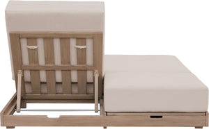 Meridian Furniture Solace Acacia Wood Double Outdoor Chaise Lounger with Cushions for Patio Pool Deck Beige 33029Beige