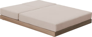Meridian Furniture Solace Acacia Wood Double Outdoor Chaise Lounger with Cushions for Patio Pool Deck Beige 33029Beige