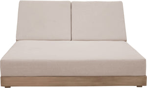 Meridian Furniture Solace Acacia Wood Double Outdoor Chaise Lounger with Cushions for Patio Pool Deck Beige 33029Beige