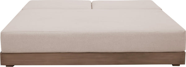Meridian Furniture Solace Acacia Wood Double Outdoor Chaise Lounger with Cushions for Patio Pool Deck Beige 33029Beige