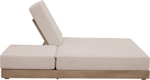 Meridian Furniture Solace Acacia Wood Double Outdoor Chaise Lounger with Cushions for Patio Pool Deck Beige 33029Beige