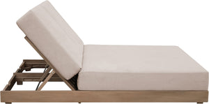 Meridian Furniture Solace Acacia Wood Double Outdoor Chaise Lounger with Cushions for Patio Pool Deck Beige 33029Beige