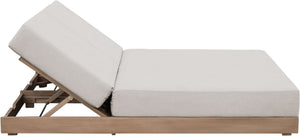 Meridian Furniture Solace Acacia Wood Double Outdoor Chaise Lounger with Cushions for Patio Pool Deck Cream 33029Cream