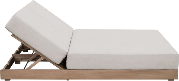 Meridian Furniture Solace Acacia Wood Double Outdoor Chaise Lounger with Cushions for Patio Pool Deck Cream 33029Cream