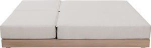 Meridian Furniture Solace Acacia Wood Double Outdoor Chaise Lounger with Cushions for Patio Pool Deck Cream 33029Cream