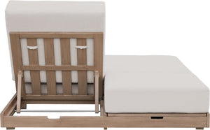 Meridian Furniture Solace Acacia Wood Double Outdoor Chaise Lounger with Cushions for Patio Pool Deck Cream 33029Cream