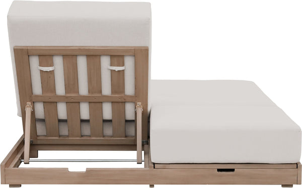 Meridian Furniture Solace Acacia Wood Double Outdoor Chaise Lounger with Cushions for Patio Pool Deck Cream 33029Cream