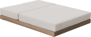 Meridian Furniture Solace Acacia Wood Double Outdoor Chaise Lounger with Cushions for Patio Pool Deck Cream 33029Cream