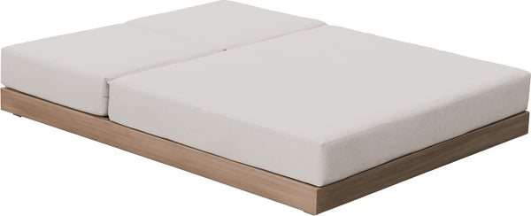Meridian Furniture Solace Acacia Wood Double Outdoor Chaise Lounger with Cushions for Patio Pool Deck Cream 33029Cream