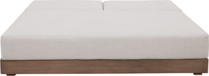 Meridian Furniture Solace Acacia Wood Double Outdoor Chaise Lounger with Cushions for Patio Pool Deck Cream 33029Cream