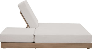 Meridian Furniture Solace Acacia Wood Double Outdoor Chaise Lounger with Cushions for Patio Pool Deck Cream 33029Cream