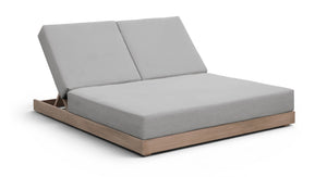 Meridian Furniture Solace Acacia Wood Double Outdoor Chaise Lounger with Cushions for Patio Pool Deck Grey 33029Grey
