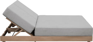 Meridian Furniture Solace Acacia Wood Double Outdoor Chaise Lounger with Cushions for Patio Pool Deck Grey 33029Grey
