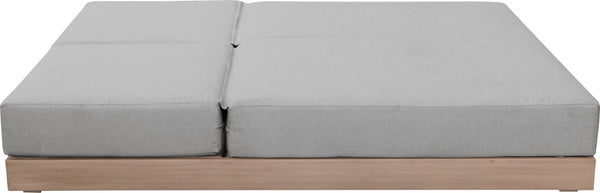 Meridian Furniture Solace Acacia Wood Double Outdoor Chaise Lounger with Cushions for Patio Pool Deck Grey 33029Grey