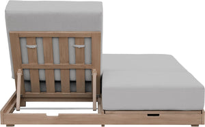 Meridian Furniture Solace Acacia Wood Double Outdoor Chaise Lounger with Cushions for Patio Pool Deck Grey 33029Grey