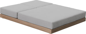 Meridian Furniture Solace Acacia Wood Double Outdoor Chaise Lounger with Cushions for Patio Pool Deck Grey 33029Grey