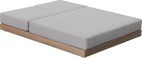 Meridian Furniture Solace Acacia Wood Double Outdoor Chaise Lounger with Cushions for Patio Pool Deck Grey 33029Grey