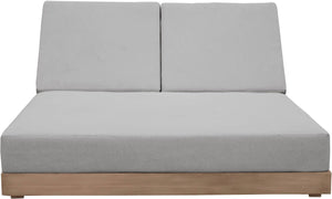 Meridian Furniture Solace Acacia Wood Double Outdoor Chaise Lounger with Cushions for Patio Pool Deck Grey 33029Grey