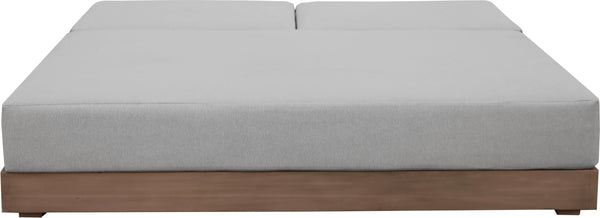 Meridian Furniture Solace Acacia Wood Double Outdoor Chaise Lounger with Cushions for Patio Pool Deck Grey 33029Grey