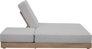 Meridian Furniture Solace Acacia Wood Double Outdoor Chaise Lounger with Cushions for Patio Pool Deck Grey 33029Grey