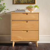 3-Drawer Groove Handle Solid Wood Dresser Natural Pine BR3DSLDRNP-T Walker Edison