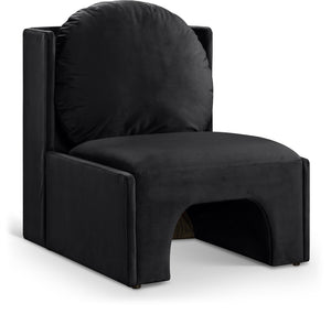 Meridian Furniture Sigma Plush Velvet Accent Chair with Cave Base and Hidden Storage for Modern Living Rooms Black 33031Black