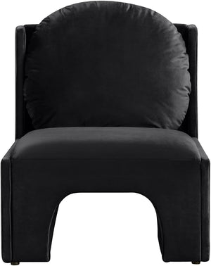 Meridian Furniture Sigma Plush Velvet Accent Chair with Cave Base and Hidden Storage for Modern Living Rooms Black 33031Black