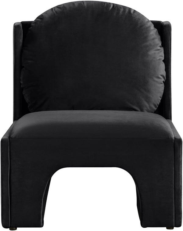 Meridian Furniture Sigma Plush Velvet Accent Chair with Cave Base and Hidden Storage for Modern Living Rooms Black 33031Black