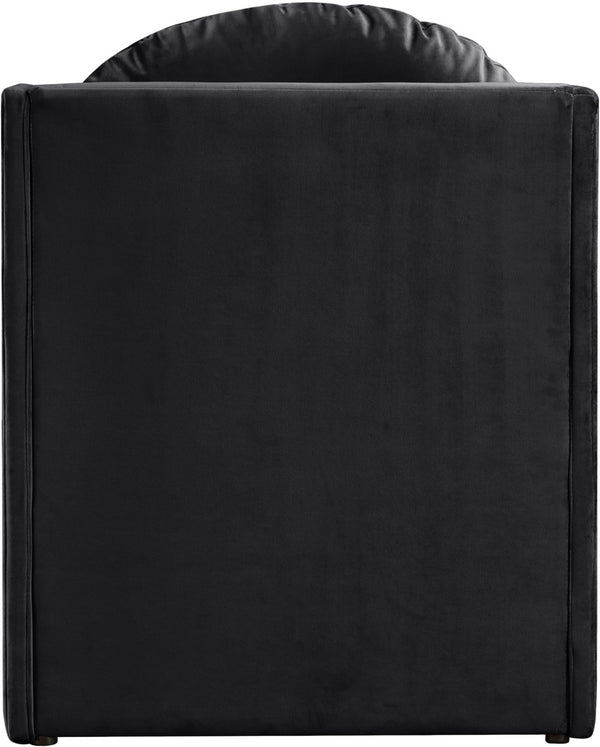 Meridian Furniture Sigma Plush Velvet Accent Chair with Cave Base and Hidden Storage for Modern Living Rooms Black 33031Black