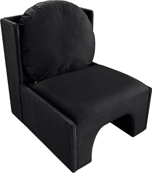 Meridian Furniture Sigma Plush Velvet Accent Chair with Cave Base and Hidden Storage for Modern Living Rooms Black 33031Black