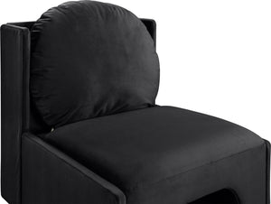 Meridian Furniture Sigma Plush Velvet Accent Chair with Cave Base and Hidden Storage for Modern Living Rooms Black 33031Black
