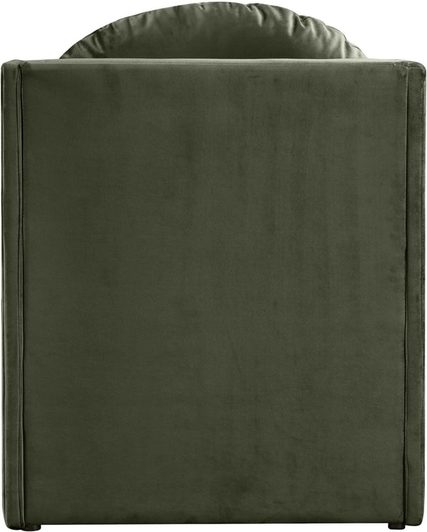 Meridian Furniture Sigma Plush Velvet Accent Chair with Cave Base and Hidden Storage for Modern Living Rooms Green 33031Green