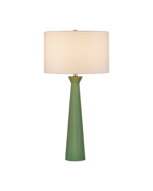 Currey & Company Grassington Table Lamp - Handcrafted Ceramic With Celadon Glaze & Oversized Drum Shade For Elegance Green Ceramic 6000-1042-currey-company