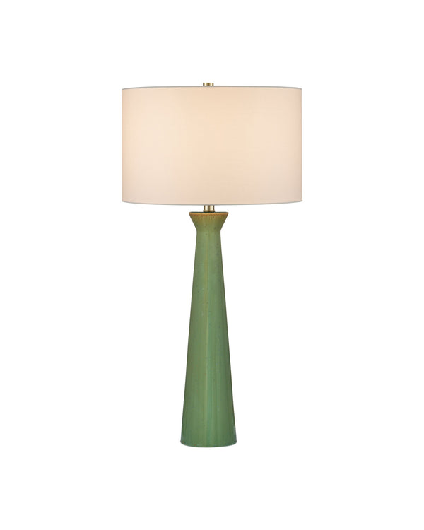 Currey & Company Grassington Table Lamp - Handcrafted Ceramic With Celadon Glaze & Oversized Drum Shade For Elegance Green Ceramic 6000-1042-currey-company