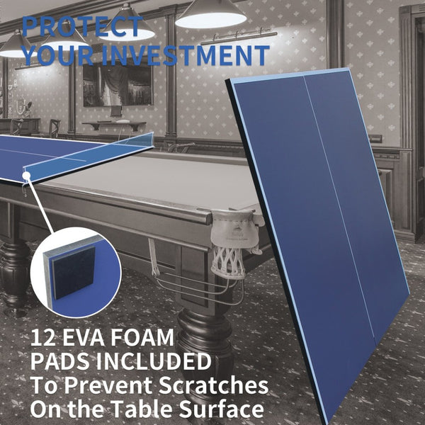 English Elm 9ft Foldable Ping Pong Conversion Top Mdf Playing Surface for Game Room Fun Blue W1408P442641