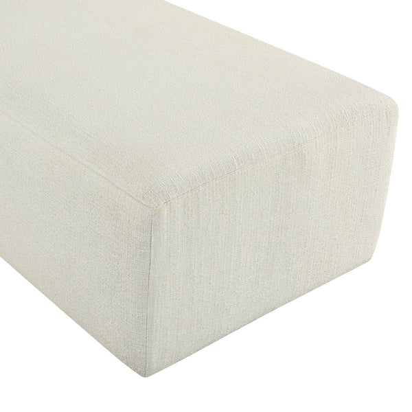 Meridian Furniture Zephyr Art Deco Linen Chaise Lounge with Cane Detail and Solid Wood Frame for Bedroom Sunroom Cream Style 1 33041Cream