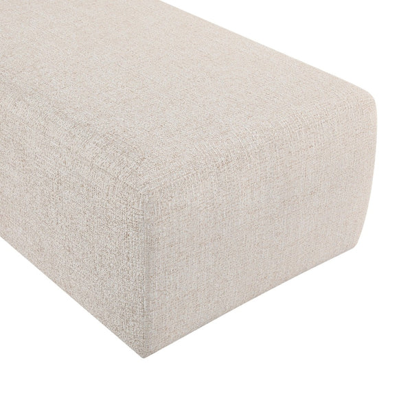 Meridian Furniture Zephyr Art Deco Linen Chaise Lounge with Cane Detail and Solid Wood Frame for Bedroom Sunroom Beige Style 2 33042Beige